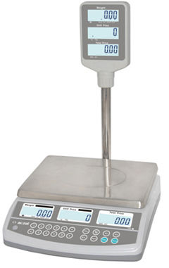 Retail Scale - Stainless Steel Weighing Pan, Rechargeable Battery Operation, Programmable Unit Price Entry, Backlit LCD Display