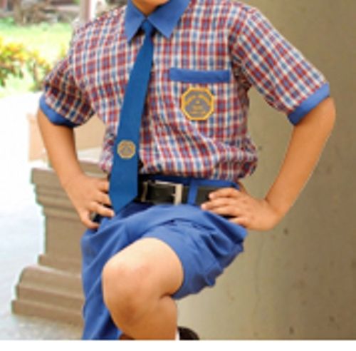 Checked Shirt and Blue Half Pant School Uniform