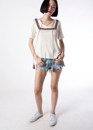 Women's Solid Embroided Top