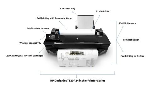 Good Quality Rectangular HP Designjet T120 â24-inch e-Printer