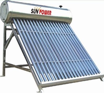 Non Pressure Solar Water Heater - Stainless Steel Outer Tank 0.4mm, Food Grade Inner Tank, 55mm Insulation, 84L to 300L Capacity