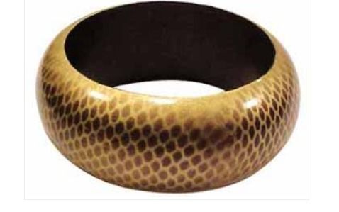 Gold And Brown Wood Bangle