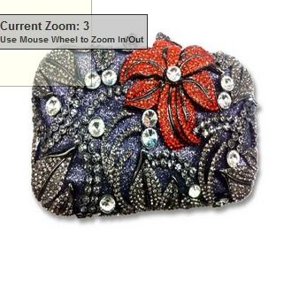 Metal Clutch Bag With Flower