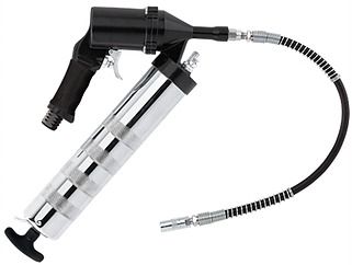 Continuous Cycle Air Operated Grease Gun - Heavy Gauge Steel Barrel, 30" Hose with 2 Springs | Patented Air Motor, Self-Priming, Ergonomic One-Hand Operation