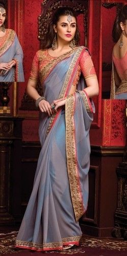 Grey Saree For Wedding Wear