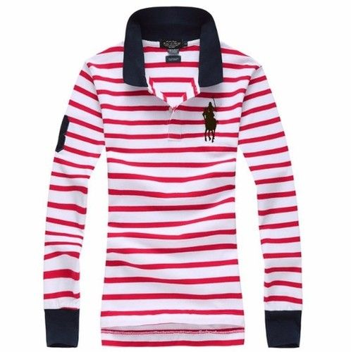 High Quality Casual Stripe Women Polo T-Shirts 