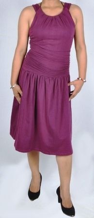 Purple Formal Design Gather Tunic Dress