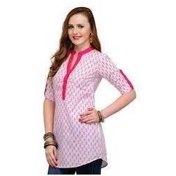 Buy Apple Red Straight Cut Kurti In Crepe With Bandhani Print And Gotta  Patti Embroidered Placket Online - Kalki Fashion