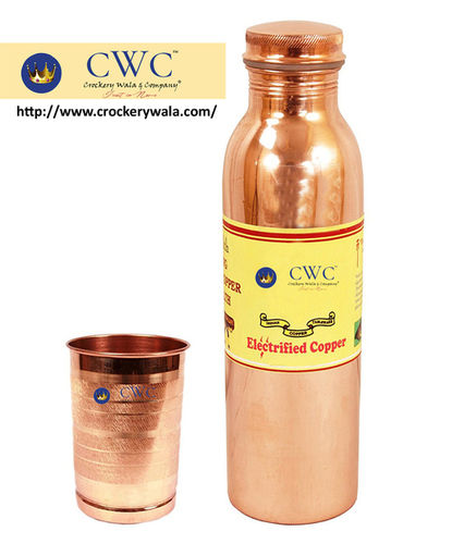 Fanta Design Copper Bottle With 1 Glass Tumbler