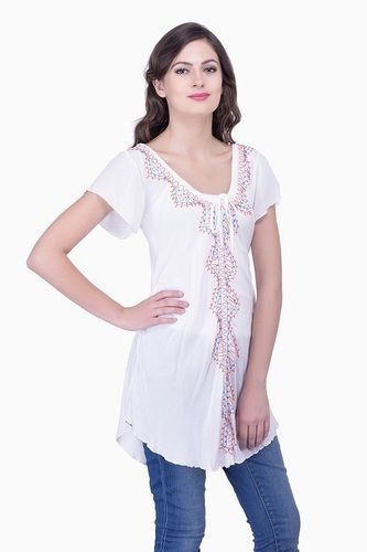 Mix Colours Stylish Ladies Rayon Embroidered Tops