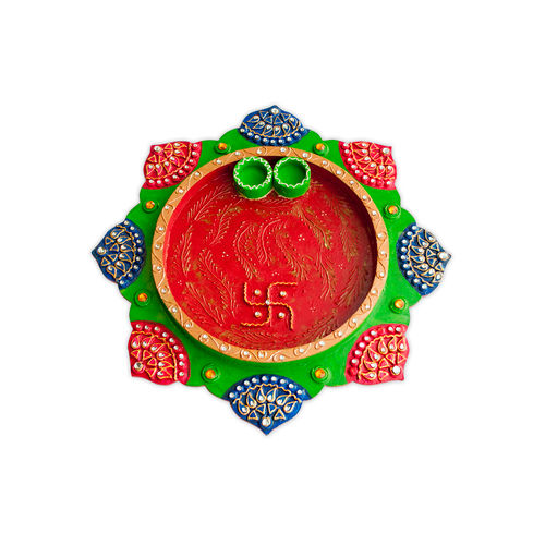 Multicolored Handmade Decorative Handcrafted Wooden Star Thali