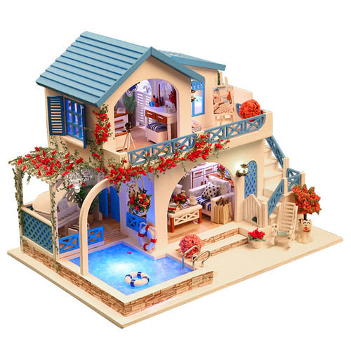 Low MOQ Children Toy Wooden Doll House DIY