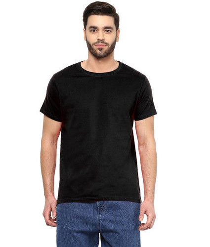 Black Cotton Crew Neck T Shirts