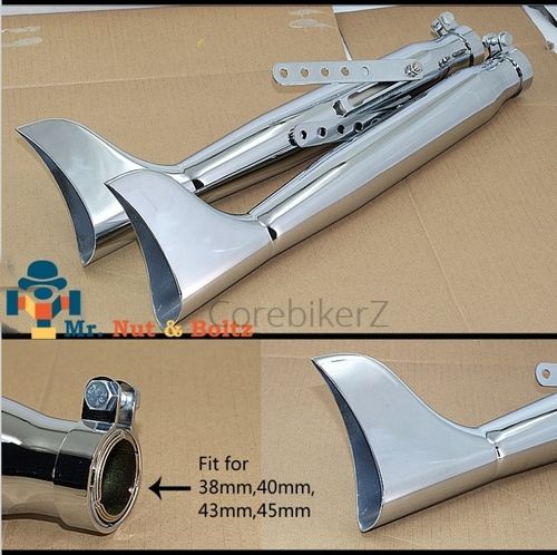 Fish Tail Silencer For Harley/Royal Enfield(Chrome)