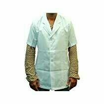 Lab Coat - Cotton Blend Material , Notched Collar with Three Front Button Closure and Two Lower Patch Pockets for Comfortable Fit