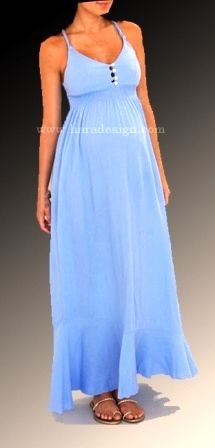 Simple Strapes Blue Ankle Length Gown