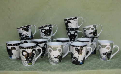 Hand-Painted White And Black Cat Ceramic Coffee Mug