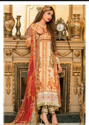 Pakistani Lawn And Chiffon Ladies Dress