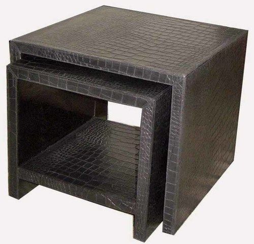 Croco Embossed Leather Nested Side Tables