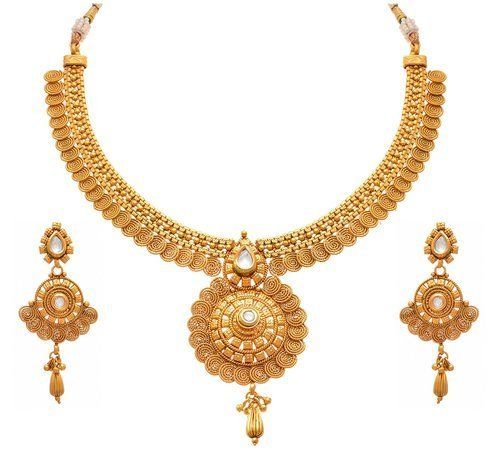 Gold Plated Real Kundan Designer Necklace Set