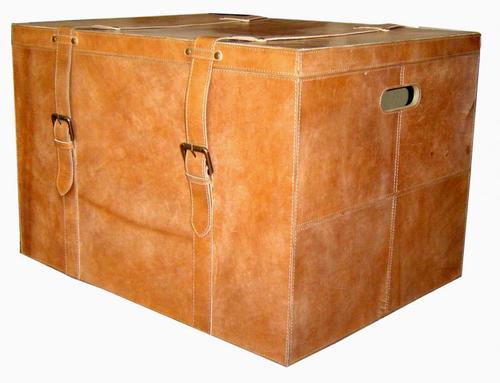 Natural Finish Leather Trunk