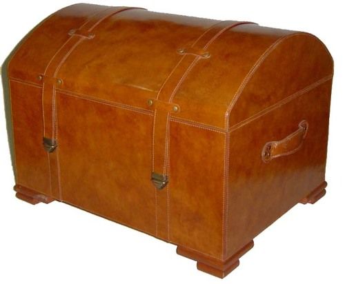 Patina Finish Leather Treasure Chest Case