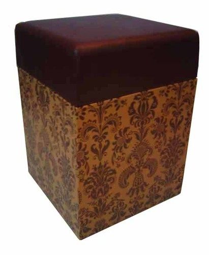 Printed Faux Leather Storage Ottoman