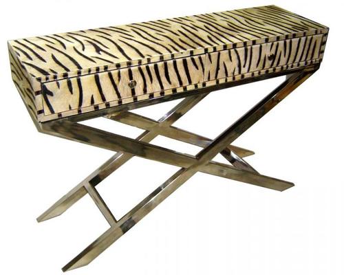 Printed Hairon Leather Console Table