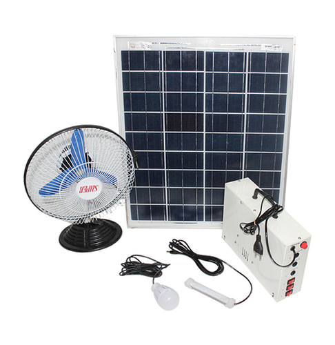 Home Light Inverter System - Plastic Metal, 40W Solar Panel, 4400mAh Lithium-Ion Battery | 2 LED Lights, 1 Tube Light, 12V DC Fan, 3 USB Ports