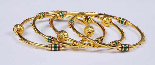 Gold Plated Studded Bangles Set