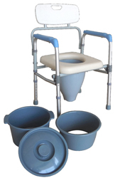 Aluminum Folding Commode Chair with Trumpet Bucket