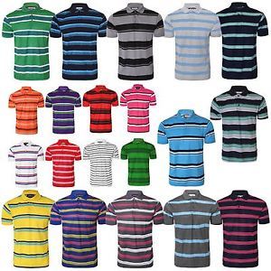 Cotton Stylish Striped Mens Polo T Shirt