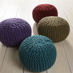 Wool Pouf - Premium Quality | Washable, Tear Resistant, Intricate Design, Fine Workmanship, Smooth Edges