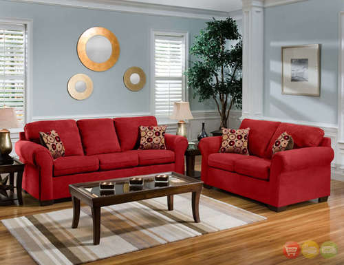 Casa Rich Sofa - Fabric, 6.5x5 Foot , Modern Red/Brown Design, No Assembly Required, Ideal for Living Room