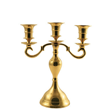 3 Arm Candelabra - Pall Mall (Golden) (23 Cm Brass Candle Holder)