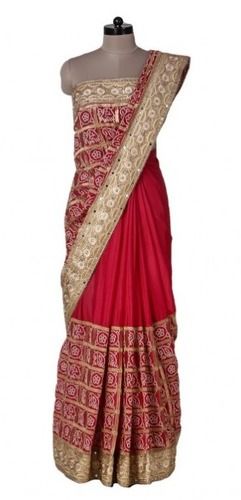 Red Embellished Silk Saree