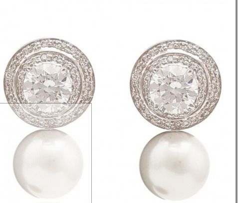 Zirconia Crystal Earrings With Pearl Drops