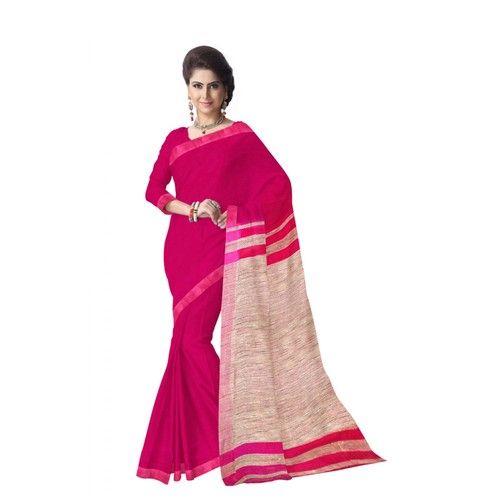 Exquisite Handwoven Magenta Colour Mocklino Saree