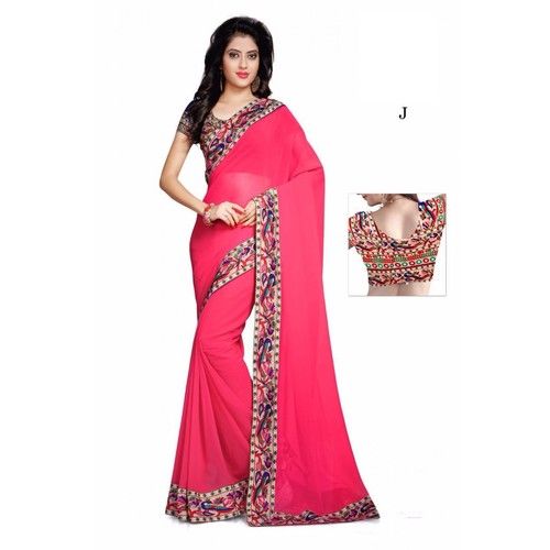 Printed Gujarati Border Fancy Georgette Saree