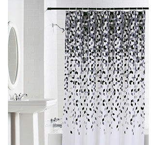 Waterproof 100% Water Proof High Quality Textile Shower Curtain With 12 Plastic Hooks - Multicolor