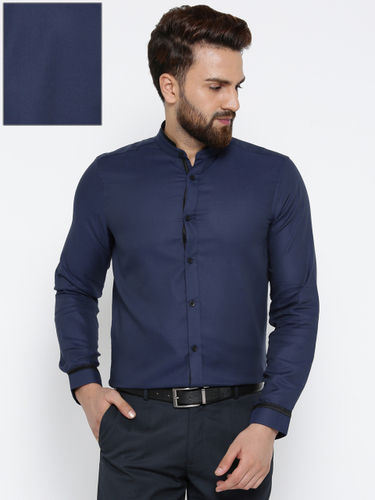 Men Navy Slim Fit Solid Formal Shirt