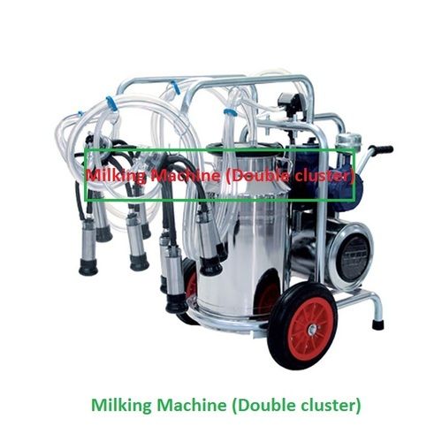 Silver Twol Wheeled Base Automatic Grade Double Cluster Milking Machine