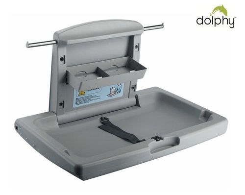 Dolphy Baby Diaper Changing Station - Antimicrobial Safety Features, One-Handed Ergonomic Design, Built-in Hooks & Gas Spring Operation