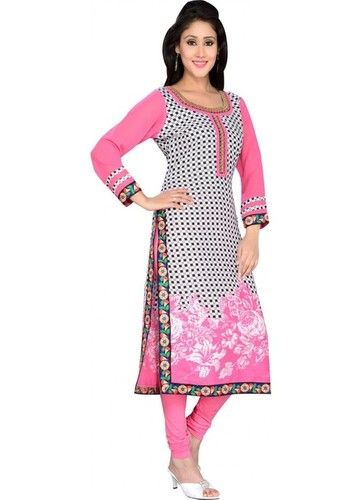 Dotted And Flower Printed Cotton Kurtis