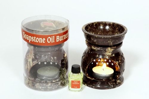 Brown Soapstone Oil Burner (O - 6006) Room Refresher Set