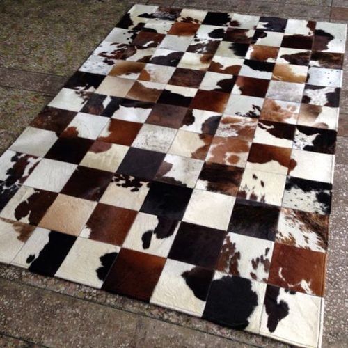 Brown Leather Square Patch Rugs