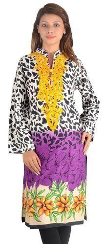 Ladies Double Shade Printed Cotton Chikan Kurti