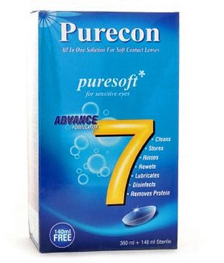 PureCon Puresoft कॉम्बो मल्टी-पर्पस क्लीनिंग कॉन्टैक्ट लेंस सॉल्यूशन (500 ml) 