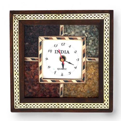 Antique Handcrafted Gemstone Wooden Wall Clock