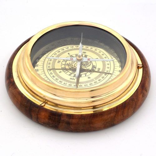 Wood And Brass Real Nautical Compass